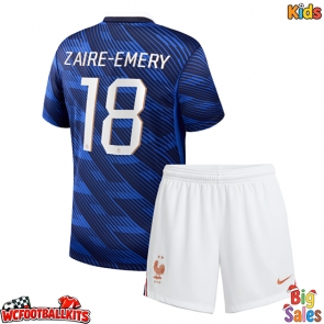 France Warren Zaire-Emery #18 Replica Home Stadium Kit for Kids World Cup 2026 Short Sleeve (+ pants)